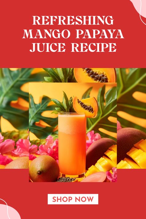 A vibrant pin showing the recipe for refreshing mango papaya juice, perfect for summer refreshing drinks. This one image captures the essence of beautiful tropical flavors and healthy benefits. Papaya Juice Recipe, Papaya Juice, Coconut Cups, Juice Recipe, Agave Nectar, Essential Nutrients, Fresh Fruits And Vegetables, Tropical Fruits, Fresh Juice