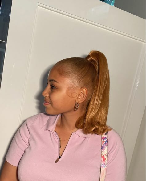 Ginger Dyed Hair, Ginger Ponytail, Knotless Cornrows, Baby Hair Tutorial, Cornrows Long, Part Curly Hair, Braids Heart, Braids Y2k, Dramatic Edges