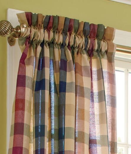 Moire Plaid Rod Pocket Curtains - Ginger/Jewel - Pair Store Curtains, Gingham Curtains, Check Curtains, Plaid Curtains, Pocket Curtains, English Country Decor, Vermont Country Store, Country Stuff, Curtains Window