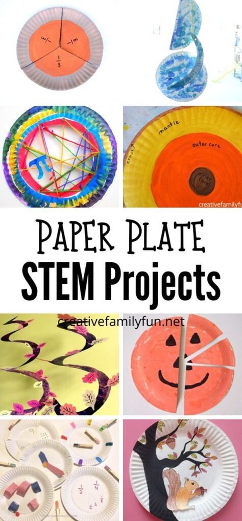 Paper Plate STEM Projects - Creative Family Fun Paper Plate Stem Project, Paper Plate Stem Challenge, Spaghetti Tower Stem Challenge, Stem Design Challenges, Build A Raft Stem Challenge, Engineering Challenges For Kids, Stem Projects For Kids, Building Toys For Kids, Preschool Stem