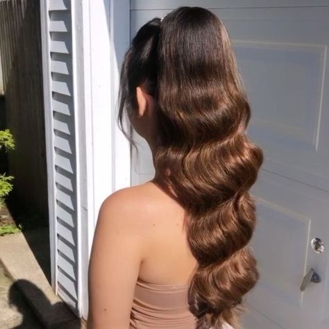 Blerime Dauti on Instagram: "Super long, high ponytail on the sweetest @aurorauseini for her bridal shower 👰‍♀️ 💍 Hair by @hairbyblaire12 Using @ayancouture extensions Makeup by @albana.mua •high ponytail | long ponytail #longhair #ponytail #bridalshower #bridalhair #partyhair #bride #engaged #curls #waves #hollywoodwaves #weddingseason #makeup #makeuplooks" Bridal High Ponytail, Long High Ponytail, Hollywood Curls, Long Ponytail, Shower Hair, Hollywood Waves, High Ponytail, High Ponytails, Party Hairstyles