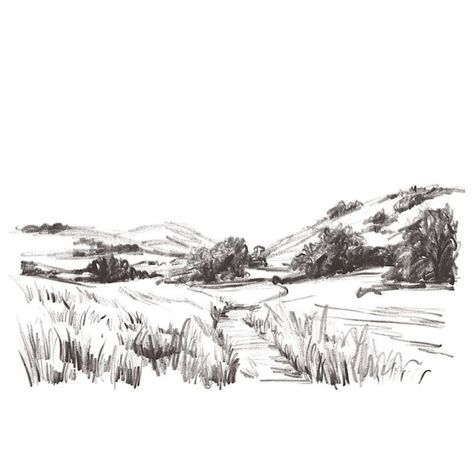 Where Artistry Meets Nature: Landscape Sketch Design Experts Pen And Watercolor Landscape, Line Landscape Drawing, Nature Landscape Tattoo, Landscape Drawing Pencil, Landscape Line Drawing, Pen Reference, Simple Landscape Drawing, Landscape Line Art, Line Art Landscape