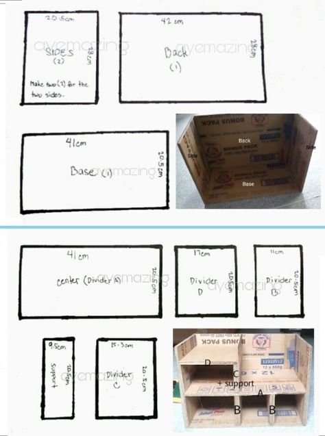 Dyellamazing ♥ Cardboard Box Storage, Cardboard Box Diy, Cardboard Organizer, Cardboard Storage, Penanda Buku, Diy Makeup Storage, Desk Organization Diy, Cardboard Crafts Diy, Cardboard Box Crafts