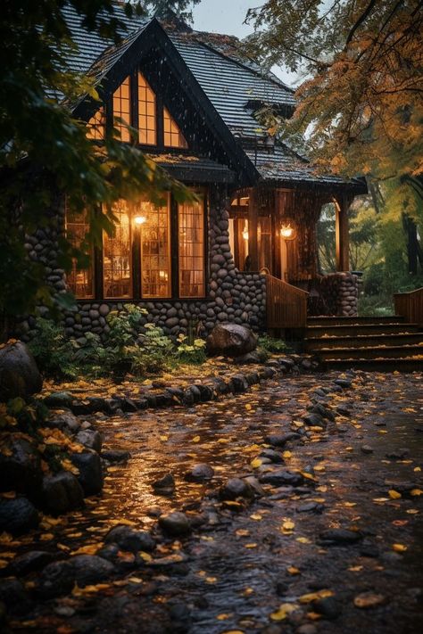 autumn aesthetic Aesthetic House Exterior, Cozy Cabin Aesthetic, Cottage House Exterior, Dream House Aesthetic, Fall Cottage, Fairytale House, Aesthetic Cottage, Cabin Aesthetic, Fairytale Cottage