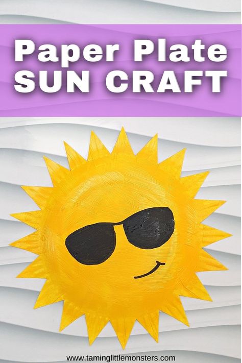 Easy Paper Plate Sun Craft for Kids - Taming Little Monsters Paper Plate Sun Craft, Sun Crafts For Kids, Paper Plate Sun, Easy Diy Flowers, Sun Craft, Safety Crafts, August Crafts, Sun Crafts, Paper Plate Crafts For Kids