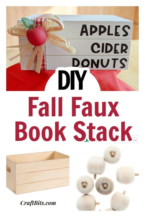 Dollar Tree – Fall Faux Book Stack — CraftBits.com Crochet Fridge, Faux Book Stack, Christmas Craft Show, Daisy Garden, Fall Decor Dollar Tree, Bear Patterns, Apple Craft, Dollar Tree Fall, Bells Christmas