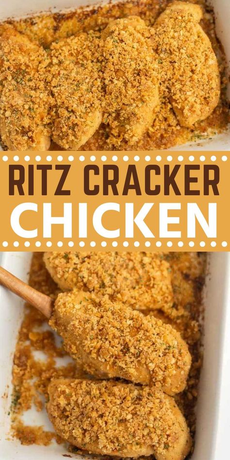 Ritz Cracker Chicken Recipe - Eating on a Dime Ritz Chicken Casserole, Easy Baked Chicken Breast Recipes, Chicken Recipe For Dinner, Ritz Chicken, Easy Baked Chicken Breast, Ritz Cracker Recipes, Ritz Cracker Chicken, Cracker Chicken, Eating On A Dime