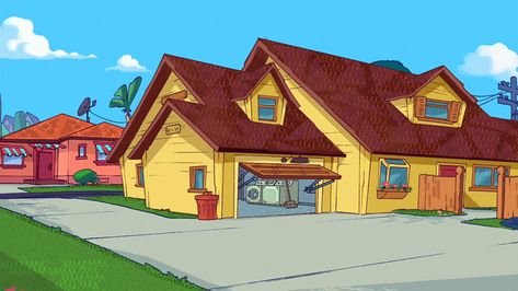 Phineas And Ferb House Floor Plan, Phineas And Ferb House, Phineas And Ferb Background, Cartoon Houses, Doodle Logo, Disney Character Sketches, Phineas E Ferb, Phineas Y Ferb, House Cartoon