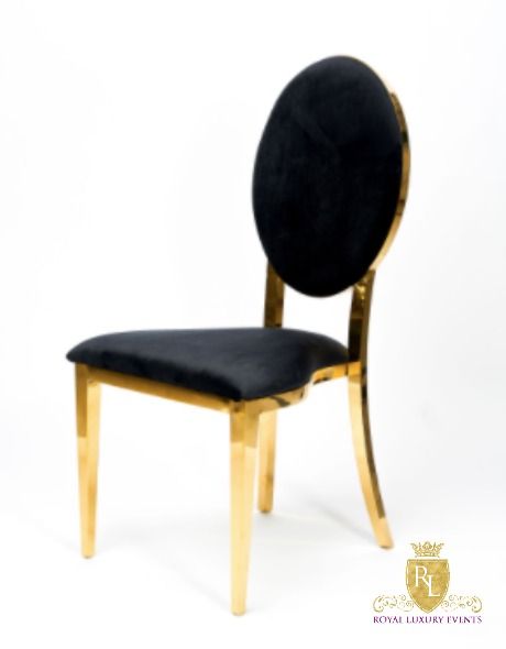 This black & gold velvet dining polished steel frame chair with comfortable black cushion is perfect for any occasions. To rent this item give us a call at  855.769.2558 or email us at info@luxuryeventrentals.com for more information! Luxury Event Decor, Luxury Dining Chair, Black Cushion, Velvet Dining Chair, Black Chair, Black Cushions, Luxury Event, Luxury Dining, Gold Velvet