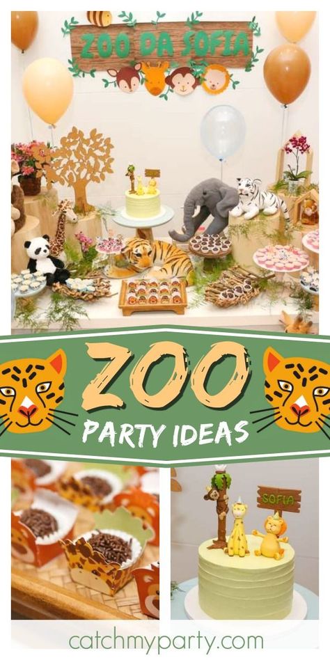 Zoo Birthday Party Decorations, Zoo Themed 3rd Birthday Party, Zoo Birthday Decorations, Two At The Zoo Birthday, Zoo Themed Party, Zoo 2nd Birthday Party, Zoo Party Food Ideas, Animal Birthday Decorations, Two The Zoo Birthday Party