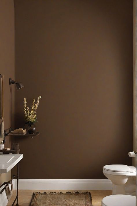 Home interior design, Interior bedroom design, Living room interior, Kitchen designs Brown Bathroom Paint, Brown Interior Paint, Brown Paint Walls, Brown Bathroom Walls, Chocolate Brown Walls, Small Dark Bathroom, Dark Brown Bathroom, Bedroom Accent Wall Ideas, Brown Accent Wall