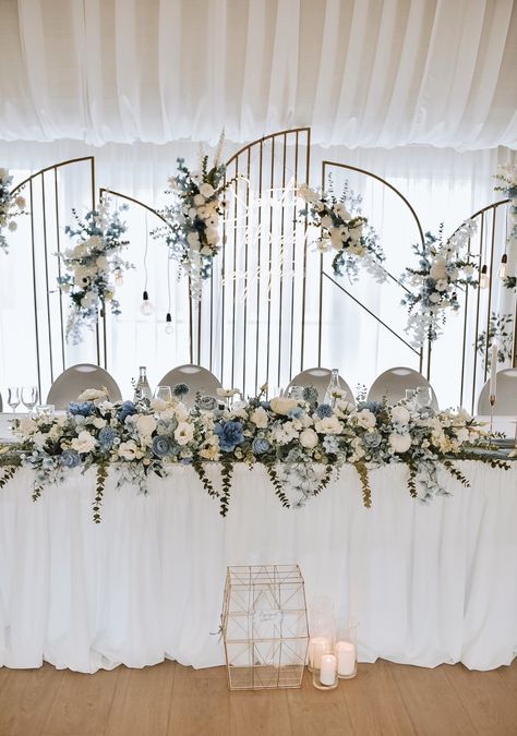 Blue and white wedding decoration! 🦋 #weddingdecor #weddingideas #bri... | TikTok Dark Blue And White Wedding, Light Blue And Black Wedding, Wedding Aesthetic Blue, Wedding Decorations Blue, Dark Blue Wedding Theme, Dark Blue Wedding, White Wedding Decorations, Blue And White Wedding, Blue Themed Wedding