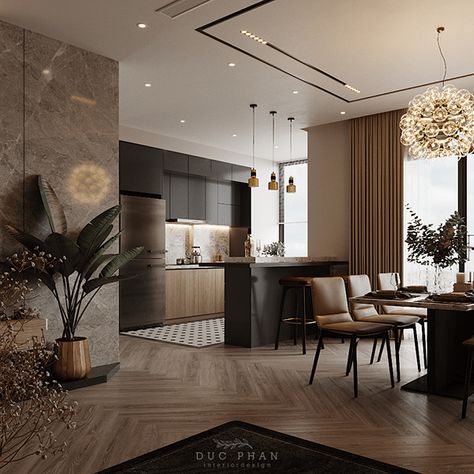 Grey And Wood Living Room Ideas Modern, Brown Home Interior Design, Luxurious Condo Interior Design, Indoor Flooring Ideas House, Modern House 2023, Interior Design Living Room Brown, Condo Room Design, Condo Modern Interior, Black And Wood Living Room Decor