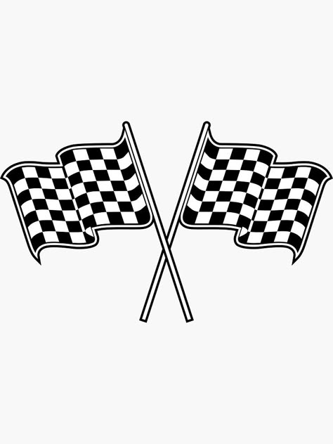 "checkered flag" Sticker by maximgertsen | Redbubble Checkered Flag Decal, Bike Birthday Parties, Hotwheels Birthday Party, Bike Birthday, Sketches Tattoo, Flag Printable, Crown Tattoo Design, Hot Wheels Birthday, Dance Project