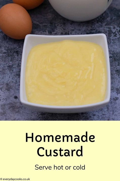 Homemade custard is a revelation - easy to make and delicious to eat. #everydaycooks #custard How To Make Custard Powder, Hot Custard Recipe, Homemade Custard Recipe, Creme Anglaise Recipe, Custard Recipe Easy, How To Make Custard, Pudding Desserts Recipes, Stick Blender, Secret Of Success