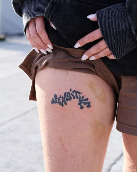 Tommy’s Instagram photo: “some more sensitivity for your feed, on cassidy 🙃” Sensitive Tattoo Words, Sensitive Tattoo, Tommy Tattoo, Too Sensitive, Word Tattoos, Tattoo Quotes, No Instagram, Tattoos, Instagram Photo