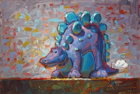 Raymond Logan, Toy Painting, Pastels Art, Purple Dinosaur, Art Teaching, Oil Pastel Art, Oil Pastels, Dinosaur Toys, Daily Paintworks