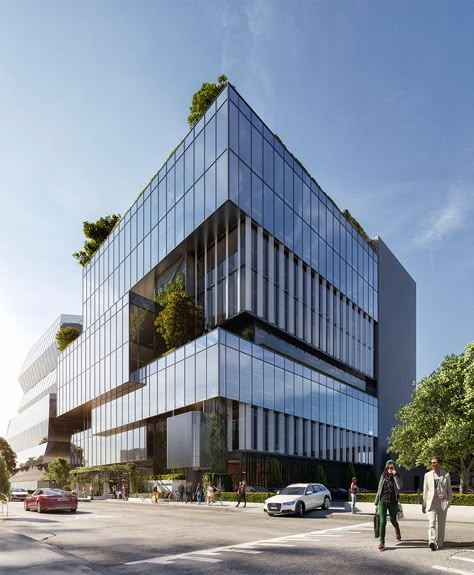 Balmain Caddesi - Rothelowman Rothelowman Office Facade, Building Rendering, Commercial And Office Architecture, Facade Architecture Design, Office Building Architecture, Glass Building, Mix Use Building, Glass Facades, Commercial Architecture