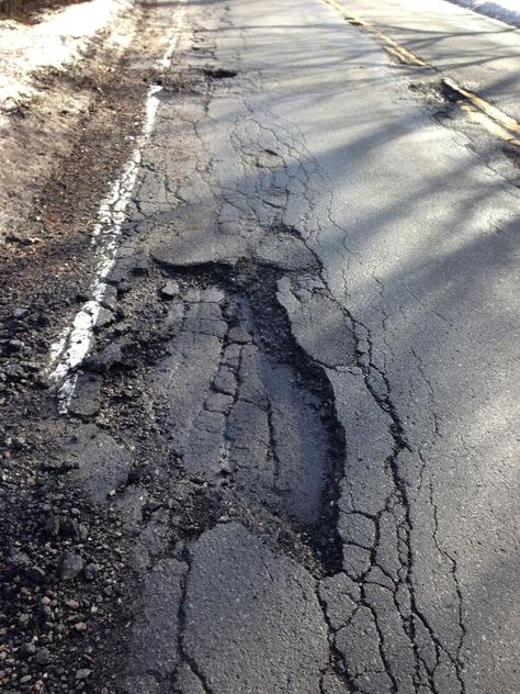 POTHOLE OF THE DAY: Nayatt Rd. near RISD Farm. Actually a whole road full of #RIpothole. @RIDOTnews take note. Apocalypse World, Civil Engineering Design, Asphalt Road, Road Photography, Take Note, Masks Art, A Level Art, True Art, Special Effects