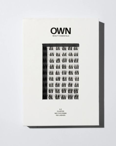 CLUSTER 0.2 OWN fluffy clusters 0.2 have been designed to enhance your natural lash whilst adding fluffy volume, length and fullness with an uplifting C curl. Cluster 0.2 - 6mm in width, C curl w/ a clear invisible band. This is the more natural looking cluster with less fibres on the cluster. Three sections of wispy fluffy fibres, the two outer sections being the longest and the middle section the shortest (The opposite of cluster 0.1) With less fibres then 0.1 and 0.3 this cluster is grea... Lash Packaging Ideas Boxes, Lashes Branding, Lash Brand, Eyelash Brands, Lash Packaging, C Curl, Individual Lashes, Fake Lashes, Eyelash Curler