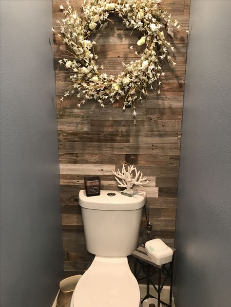 Bathroom Wall Wood Planks, Bathroom Wall Background, Wood Plank Bathroom Wall, Bathroom Pallet Wall, Wooden Planks On Wall, Wood Wall Projects, Bathroom Wood Wall, Pallet Wall Bathroom, Bathroom Wall Board