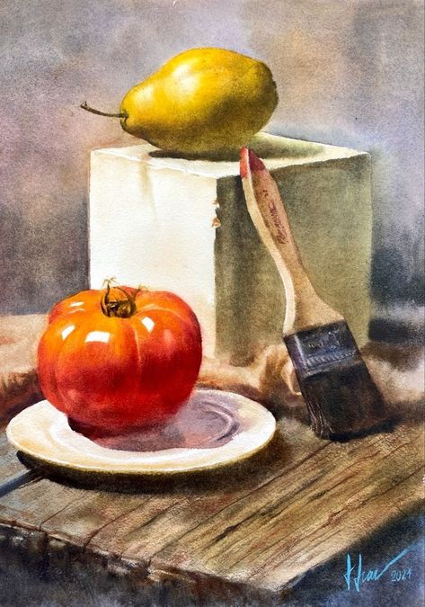 Still Life In Watercolor, Watercolor Paintings Still Life, Watercolor Still Life Paintings, Still Life Watercolor Paintings, Still Life Painting Watercolor, Watercolour Still Life Painting, Watercolour Still Life, Oil Painting Basics, Watercolor Still Life