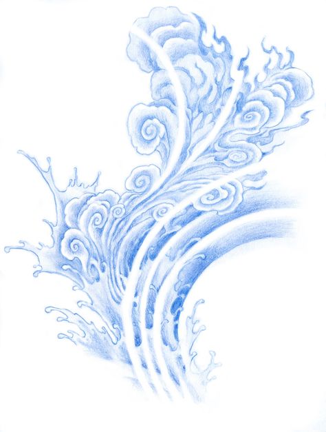 Waves Filler Tattoo, Water Tattoo Filler, Ocean Tattoo Filler, Ocean Filler Tattoo Ideas, Water Filler Tattoo, Water Pattern Tattoo, Cloud Filler Tattoo Design, Elemental Tattoos, Background Shading Tattoo Ideas