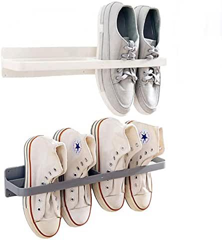 Amazon.com: canvas shoe pockets attach to bed base Horizontal Shoe Rack, Ikea Shoe Storage, Shoe Storage Hacks, Wall Storage Shelf, Wall Shoe Rack, Wall Mounted Shoe Storage, Wall Mounted Shoe Rack, Ikea Shoe, Shoe Holder