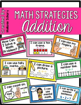 Math Strategies Posters, First Grade Addition, Teaching Addition, Addition Strategies, Math Strategies, Math Addition, Teaching Aids, Numeracy, Teacher Ideas