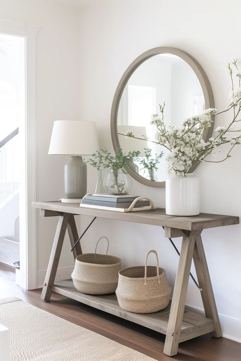 Best Entry Table Decor Ideas To Recreate For Small Spaces Small Entry Tables Farmhouse, Modern Farmhouse Small Entryway Table, Boho Farmhouse Entryway Table, Coastal Small Entry Table, Entry Eay Table, Entry Table Decor Ideas, Wood Entry Table, Farmhouse Entry Table, Small Entryway Table