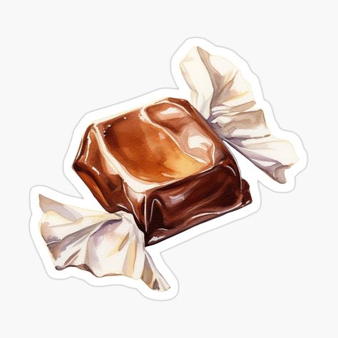 Get my art printed on awesome products. Support me at Redbubble #RBandME: https://www.redbubble.com/i/sticker/Sweet-Caramel-Candy-Chocolate-Barley-Sugar-by-My-Magic-World/154581588.EJUG5?asc=u Caramel Drawing, Toffee Doodles, Chocolate Sticker Design, Candy Illustration Art, Chocolate Stickers Printable, Candy Labels Digital Art Star, Chocolate Sticker, Barley Sugar, Kitchen Painting