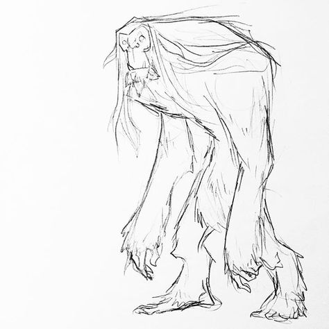 Yeti!  #sketch #sketchbook #art #artist #artistsoninstagram #art #drawing #yeti #cryptozoology #monster 500 Drawing Prompts, Inktober Ideas, Monster Inspiration, Abigail Larson, Animal Cartoons, Monster Board, Bigfoot Art, Monster Drawing, Person Drawing