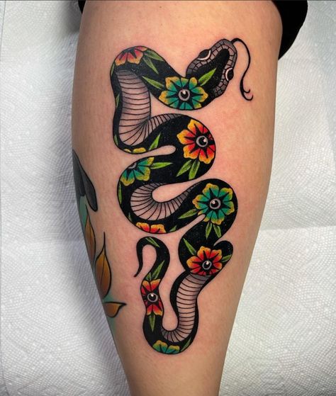 Color American Traditional Sleeve, Colored In Tattoos, Traditional Colored Tattoos, Color American Traditional Tattoos, Traditional Cute Tattoo, Semi Traditional Tattoo, Mix Tattoo Styles, Tradional Tattoo Ideas For Women, Fun Traditional Tattoos