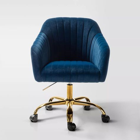 Alex Velvet Task Home Office Desk Chair Tufted Padded Adjustable Swivel | Karat Home - Navy : Target Navy Desk Chair, Bedroom 2023, Contemporary Office Chairs, Glam Room, Swivel Office Chair, Ergonomic Office, Office Desk Chair, Beautiful Chair, Task Chair