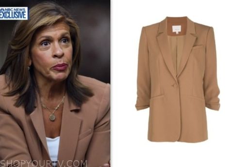 The Today Show: October 2023 Hoda Kotb's Tan Ruched Sleeve Blazer Ruched Sleeve Blazer, Hoda Kotb, Ruched Sleeve, Today Show, Fashion Looks, Blazer, Tv, Clothes