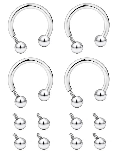 PRICES MAY VARY. 【PACKAGE INCLUDE】 4Pcs Internally Threaded Horseshoe Hoop Rings and 8Pcs Replacement Balls Come As a Set. Affordable Price, Economical Choice; Well-polished Round Ends, Without Pains Caused by Other Sharp Piercing Jewelry. Come With One Gift Velvet Bag. 【HIGH QUALITY MATERIAL】 Made With the Top Material 316L Surgical Stainless Steel, Hypoallergenic. Highly Polished Finishing and Strict Metal Electroplating Craft Makes Long Time Color Retention, Super Smooth and Shiny Surface,Mor Rings Snake, Pretty Piercings, Snake Bite Piercing, Lip Piercing Jewelry, Lip Rings, Daith Piercing Jewelry, Horseshoe Earrings, Septum Rings, Labret Jewelry