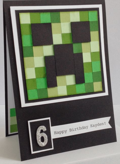 Minecraft Birthday Card Diy, Minecraft Cards Handmade, Minecraft Cards, Minecraft Card, Minecraft Birthday Card, Minecraft Birthday Party, Birthday Cards For Boys, Bday Cards, Boy Cards