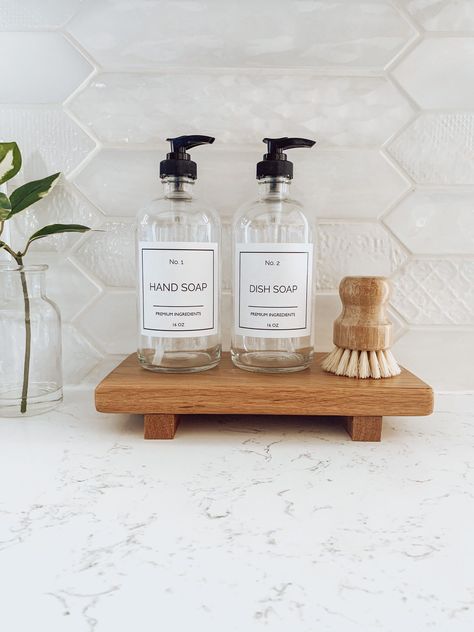 Kitchen Countertop Tray, Countertop Tray, Hand And Dish Soap Dispenser, Soap Dispenser Tray, Dish Soap Tray, Bathroom Counter Decor Ideas, Sustainable Swaps, Kitchen Countertop Decor, Bottle Tray