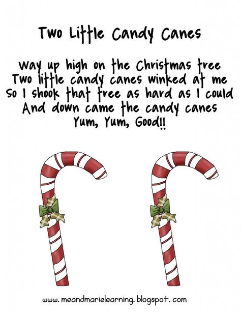 Two little candy canes finger play! Preschool Christmas Songs, Christmas Songs Lyrics, Christmas Candy Canes, Christmas Units, Classroom Songs, Christmas Lesson, Songs For Toddlers, Big Chocolate, Winter Songs