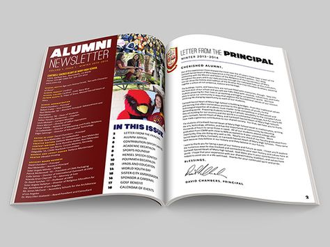 High School Alumni Newsletter on Behance Newsletter Ideas, Private High School, School Newsletter, Newspaper Design, Newsletter Design, School Events, Teacher Classroom, School Classroom, School District