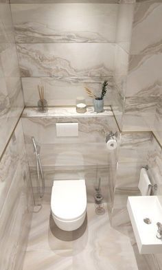 Marble Finish Tiles, تصميم دورة مياه, Tiles Toilet, Toilette Design, Small Toilet Room, Washroom Design, Marble Finish, Small Bathroom Makeover, Small Toilet