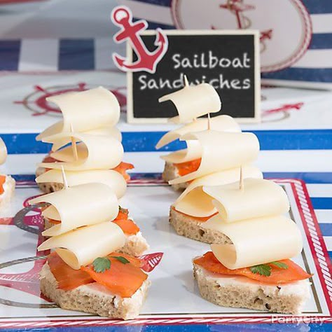 Nautical Party Food, Nautical Party Ideas, Nautical Food, Sailboat Party, Nautical Baby Shower Boy, Sailing Party, Sailor Birthday, Sailor Party, Sailor Theme