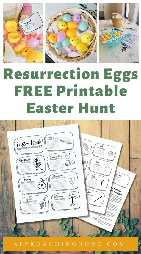 There are so many things that kids LOVE about celebrating Easter. Eating candy, decorating eggs, going on an Easter egg hunt, and more. But in truth, these fun activities are not what Easter is about. If you are trying to center the focus of Easter back onto Jesus Christ, you and your family will love this DIY Resurrection Eggs Scavenger Hunt. Everything you need to teach your kids the real Easter story is included here! Religious Easter Scavenger Hunt, 12 Easter Eggs About Christ, Lds Easter Scavenger Hunt, Ressurection Egg Scavenger Hunt, Kids Easter Story Activities, Easter Egg Lesson, Easter Egg Christ Story, Biblical Easter Scavenger Hunt, Easter Activities About Jesus