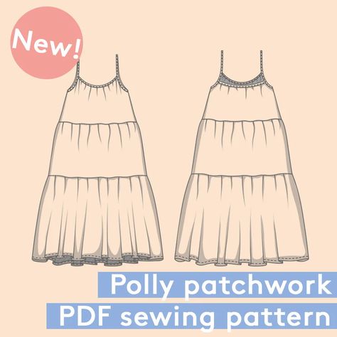 Patchwork Dress Pattern Design, Patch Work Dress Patterns, Patchwork Dress Sewing Pattern, Tiered Dress Sewing Pattern, Sew Summer Clothes, Patchwork Dress Pattern Free Sewing, Tiered Dress Pattern Free, Handiwork Ideas, Patchwork Dress Diy