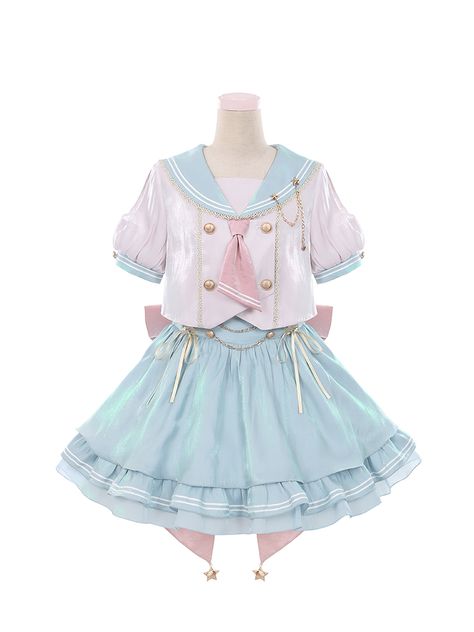 Magical Girl Outfit, Sailor Top, Harajuku Tokyo, Puffy Skirt, Pastel Outfit, Kawaii Dress, Shiny Fabric, Kawaii Fashion Outfits, Sailor Collar