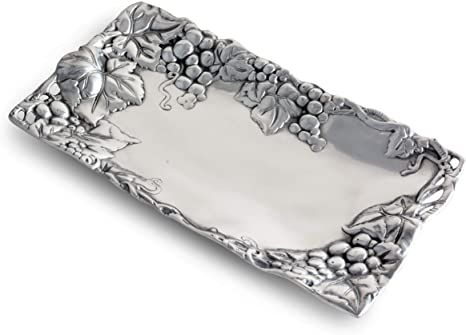 Arthur Court Metal Bread Serving Tray Grape Pattern Sand Casted in Aluminum with Artisan Quality Hand Polished Design Tanish-Free, 6 inch x 12 inch Grape Bread, Grapes Leaves, Bread Tray, Grape Pattern, Serve Ware, Grape Salad, Aluminum Tray, Arthur Court, Bread Serving