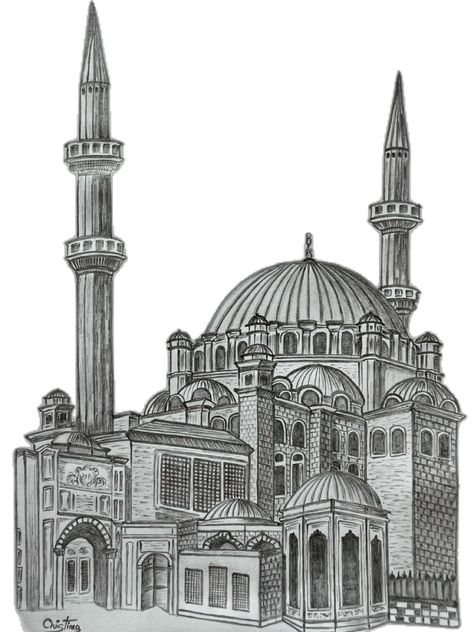 Madina Drawing, Masjid Drawing, Mosque Drawing, Tinta China, Pen Drawing, Pencil Sketch, Pencil Drawings, Istanbul, Pencil