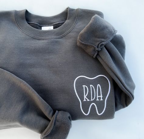 Custom Crewneck Sweatshirts, Custom Crewneck, Womens Sweatshirts, Embroidered Crewneck, Dental Hygienist, Dental Assistant, Embroidery Ideas, Cute Fits, Medical Professionals