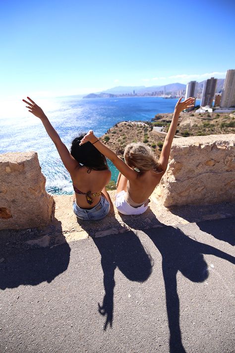 Holiday Trip to Benidorm #girls #holiday #beach #bluesky #happy #benidorm #spain #summer #bikini #friends Holiday Friends Photos, Spain With Friends, Holiday With Best Friend, Girls Holiday Aesthetic, Best Friends Holiday, Summer Girls Trip, Spain Girl, Spain Aesthetics, Benidorm Spain