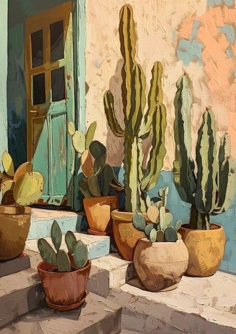 Cactus Artwork, Cactus Watercolor, Succulent Painting, Art And Nature, Cactus Painting, Cactus Art, Plant Painting, Southwest Art, 그림 그리기